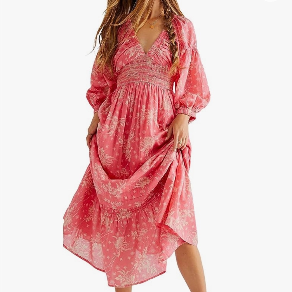 Free People Golden Hour Maxi Dress in shade Electro Pop Pink